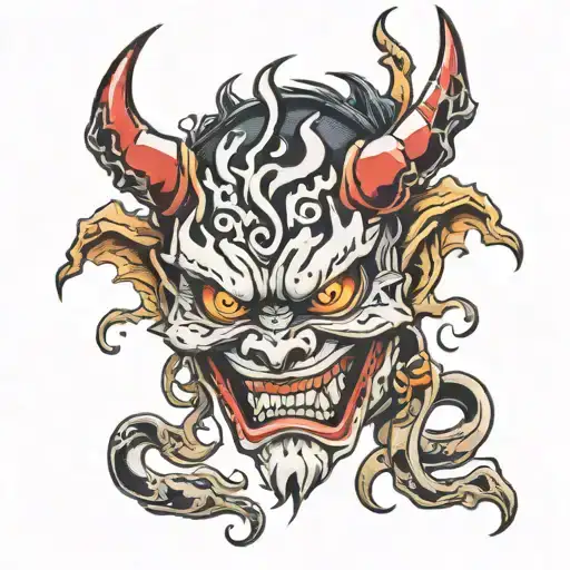 Alchohol Addiction Japanese Demon Mask