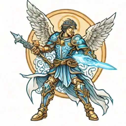 Saint Michael Archangel Warrior With Blue Light