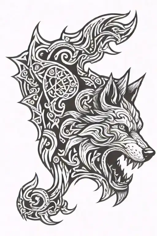 Viking Sneak Tribal Wolf Howling