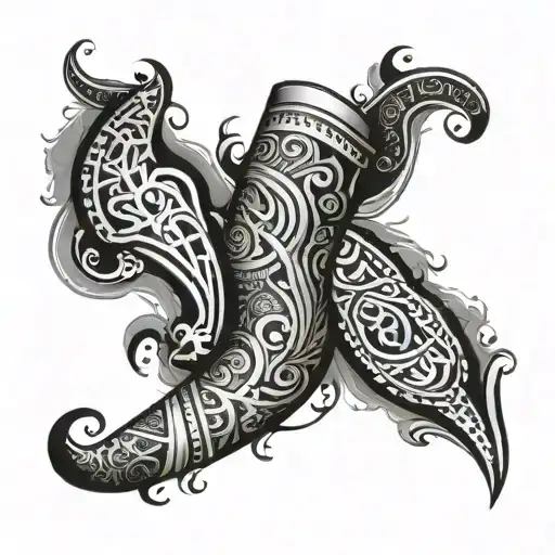 Samoan And Arabic Band On Leg Piece