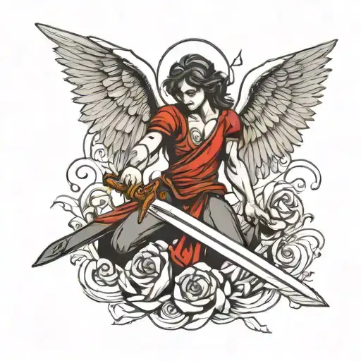 Fallen Angel Holding A Sword