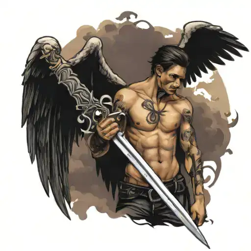 Fallen Angel Holdin His Sword