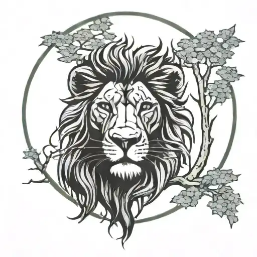 Welsh Lion Surrounding Trees Looking Through Lens