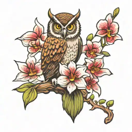 Owl And Orchids
