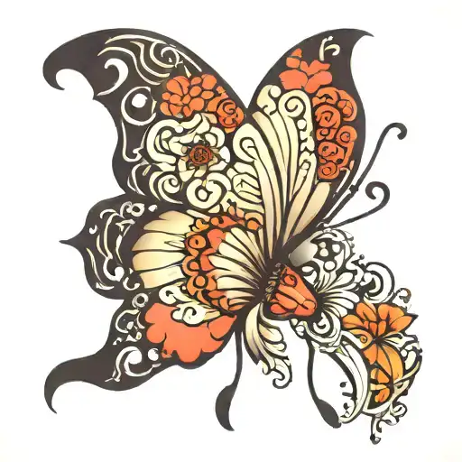 Simple Butterfly With Hawaiian Designs