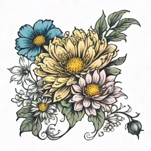 Chrysanthemum And Cosmos Birth Flower