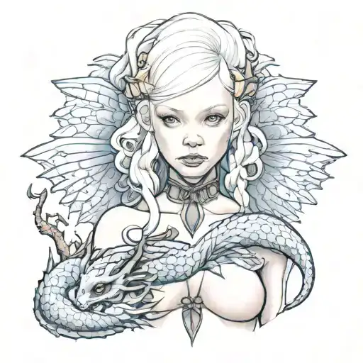 Albino Girl With Dragon Wings
