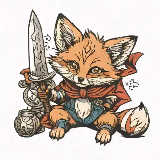 Cute Baby Fox With Rogue Clothes And Knifes