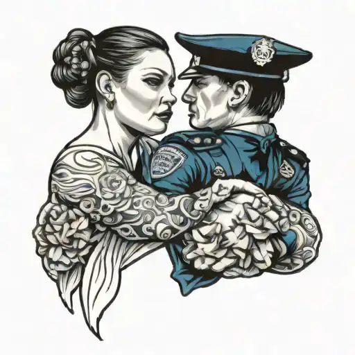 Police Officers Wife Holding Hands