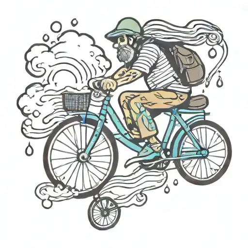 Riding A Bicycle From Heaven In A Rain Shower