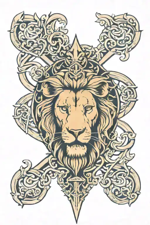 Lion Head St George's Cross Intertwined