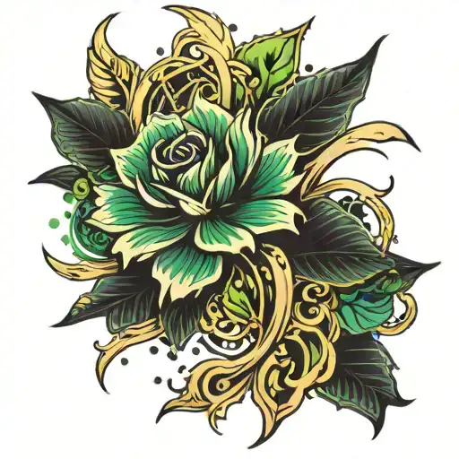 Gold Streaking Through Black And Green