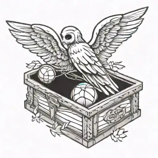 A Coffin With Angel Wings With A Basketball Inside Of The Coffin