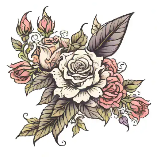 The Name Ashia With Rose And Lavender Flower