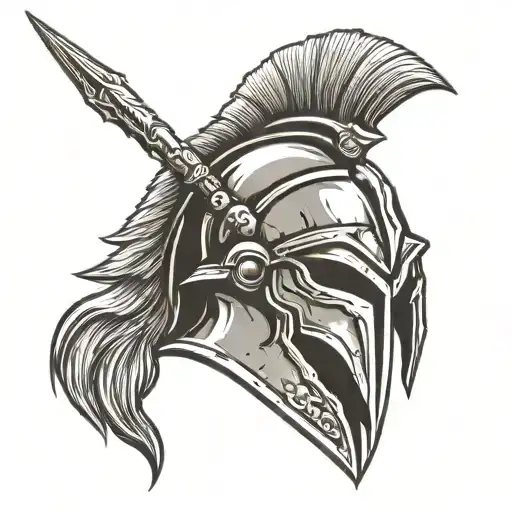Spartan Helmet With Spear