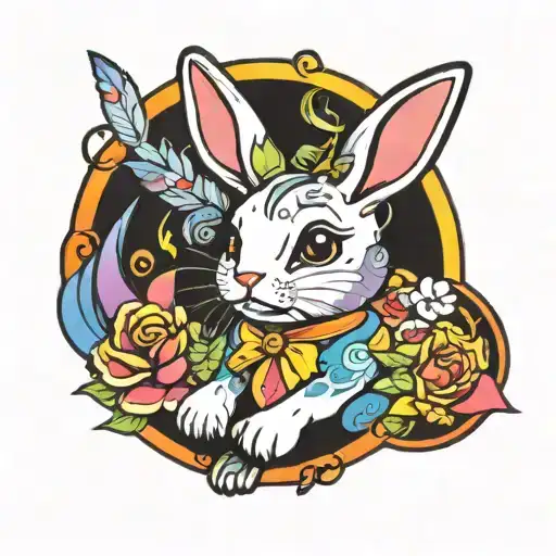 Rainbow Play Boy Bunny With A Background Black