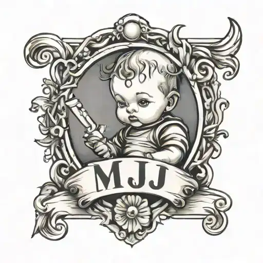 Baby With Initials Mj
