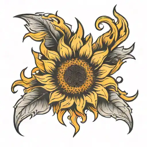 Fire With Sunflower Burning