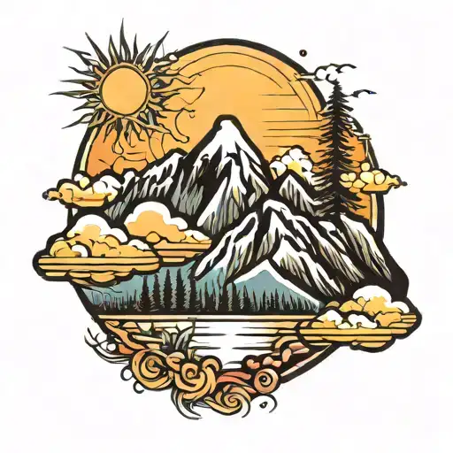 Mountain With Sun