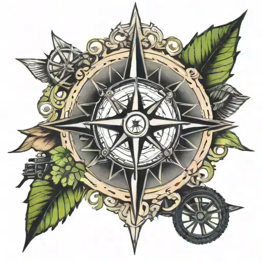 An Intricate Compass Rose With A Jeep In The Center