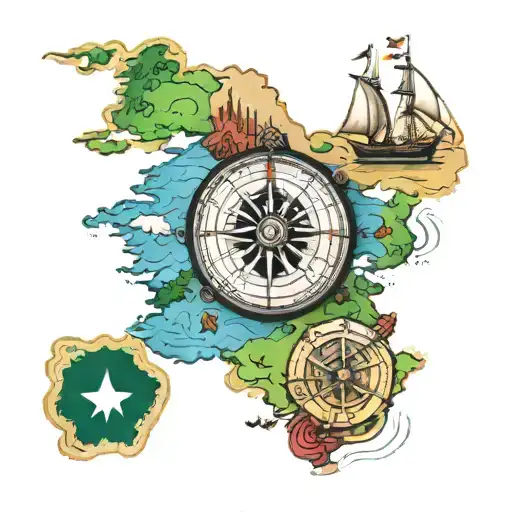 Ireland Map Compass Travel
