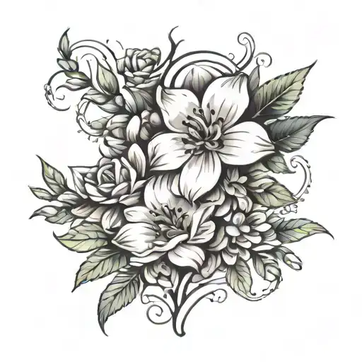 Birth Flower Spine Tattoo Design