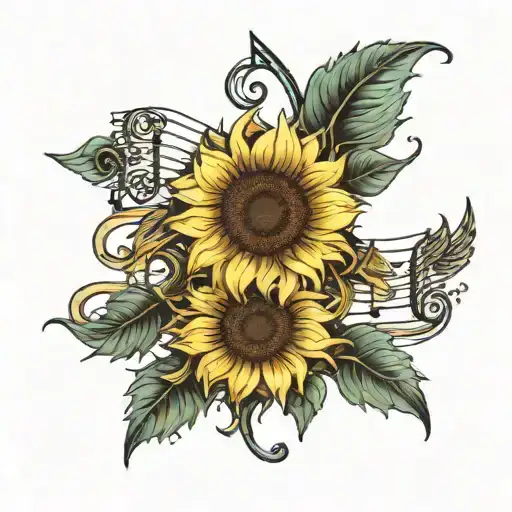 Sunflower And Music Notes And Scripture