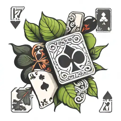 Clover Leaf And 777 And Playing Cards