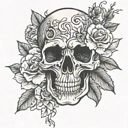 Skull With Flowers