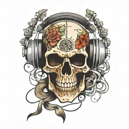 Gsa Skull Wearing Headphones