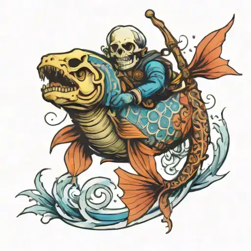 Skelton Riding Fish