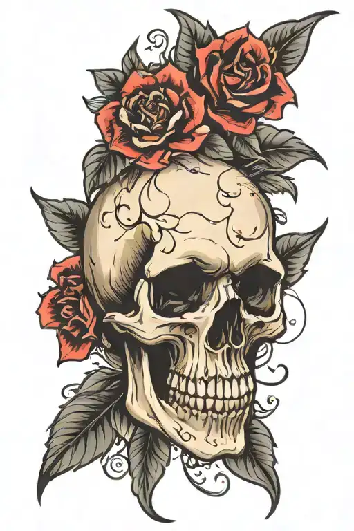 Skull And Flowers