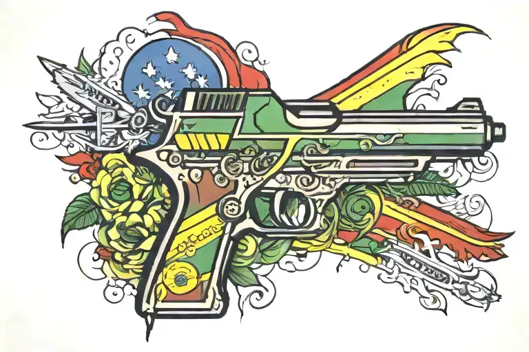 Gun And Brazil Flag