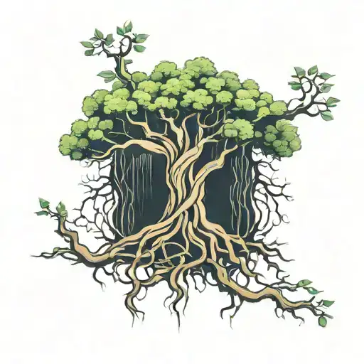 Tree Growing Roots Spreading