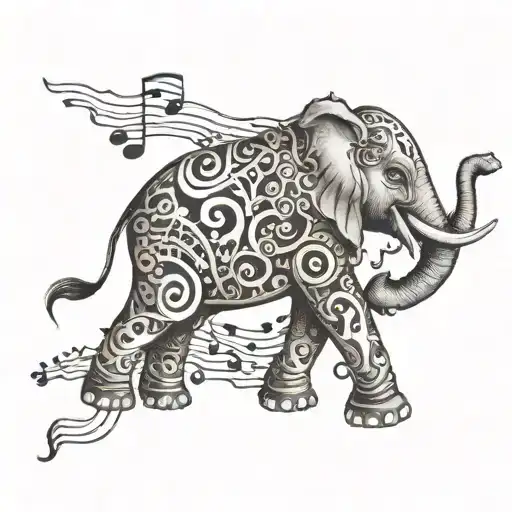 Metal Flying Elephant With Music Notes