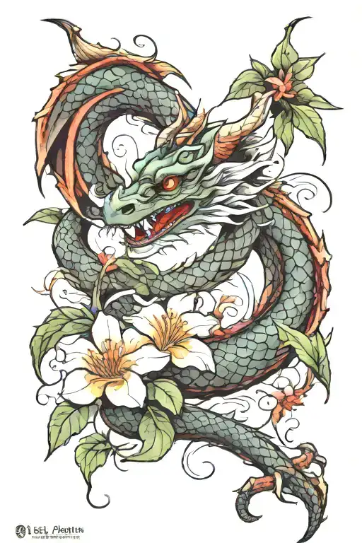 Dragon And Jasmine Flower