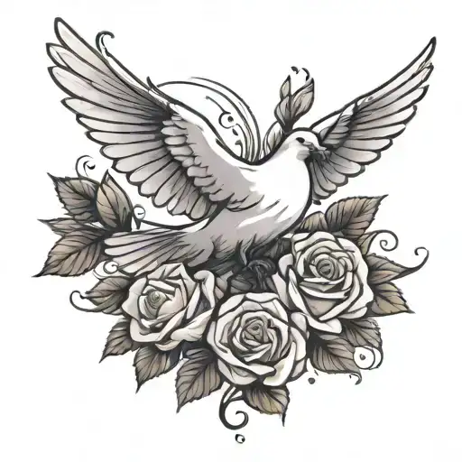 Dove Flying With A Rose
