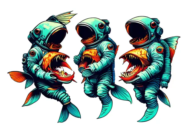 Scary Fish Eating Astronauts Go