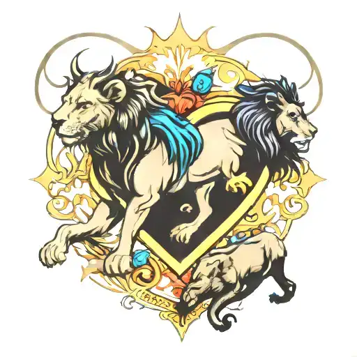 Heart Shape Saggitarius Containing 2 Lions And A Pisces All Zodiac Signs