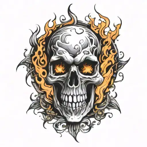 Skull Burning Flames