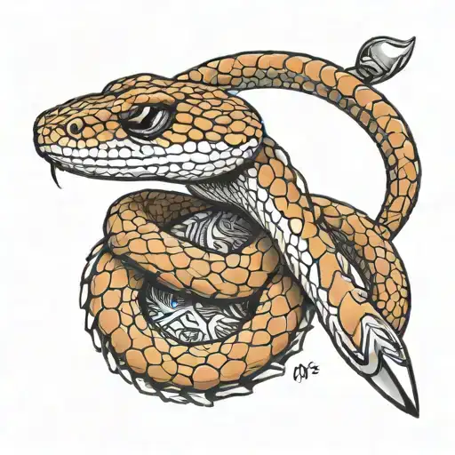 Rattle Snake Wrapped Around Razor Blade