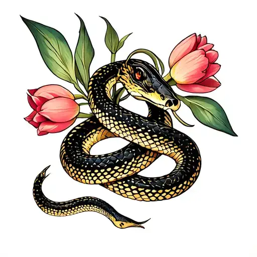 Cancer Constellation Tulips And Snake Wrapped Coming