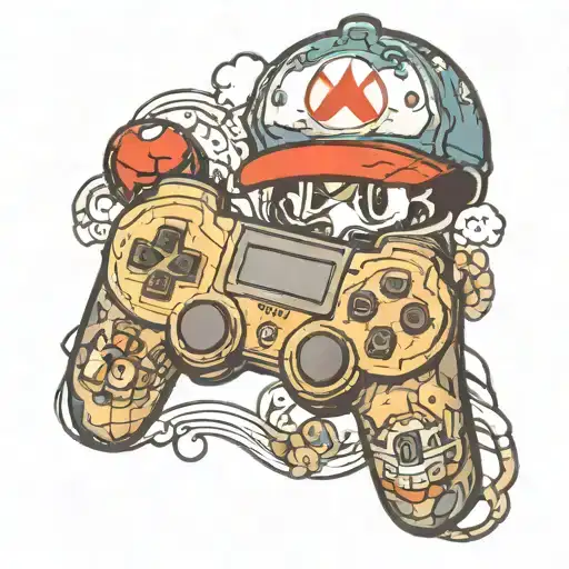 Playstation Controller With Mario Hat On Top