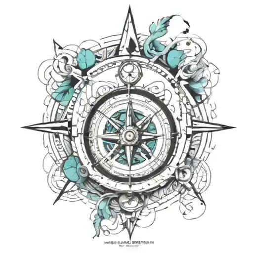 A Geodetic Engineering Compass Intertwined With Digital Art Elements