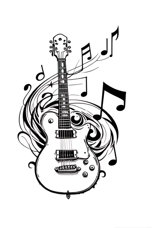 Guitar Music Note Intertwined