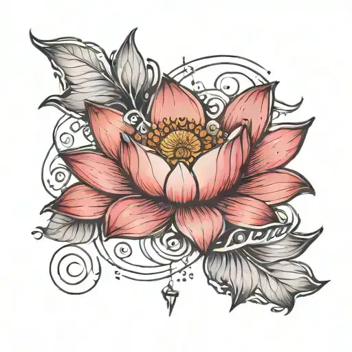A Lotus With A Half Moon And Write Peace With It