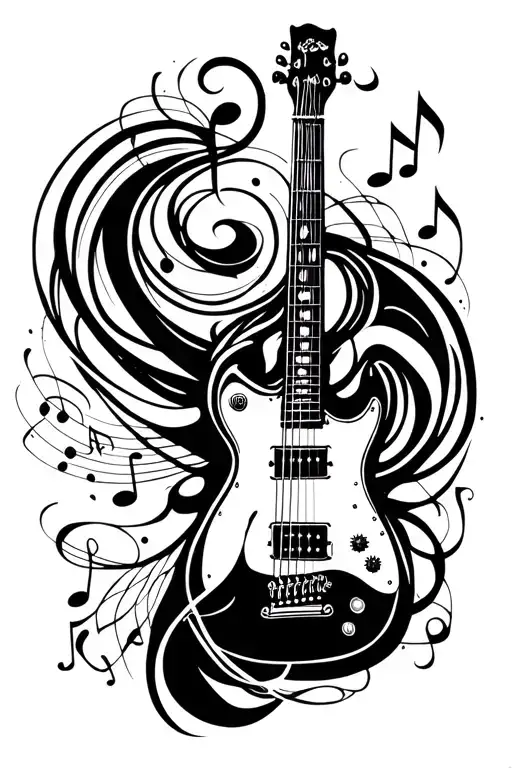 Guitar Music Notes Flowing