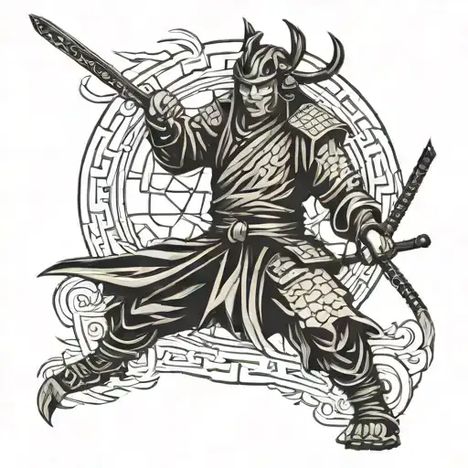 Samurai Made From Straight Lines