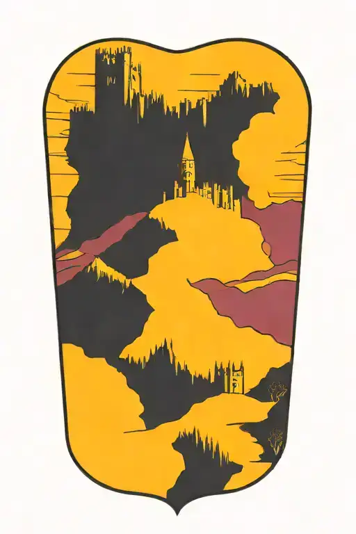 Gothic Medieval Castle Overlooking Mountains