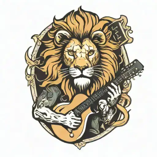 Lion Playing A Guitar